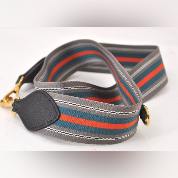 Authentic PRADA Nylon Leather Stripe Pattern Shoulder Strap 41.7" Gray - Picture 5 of 16
